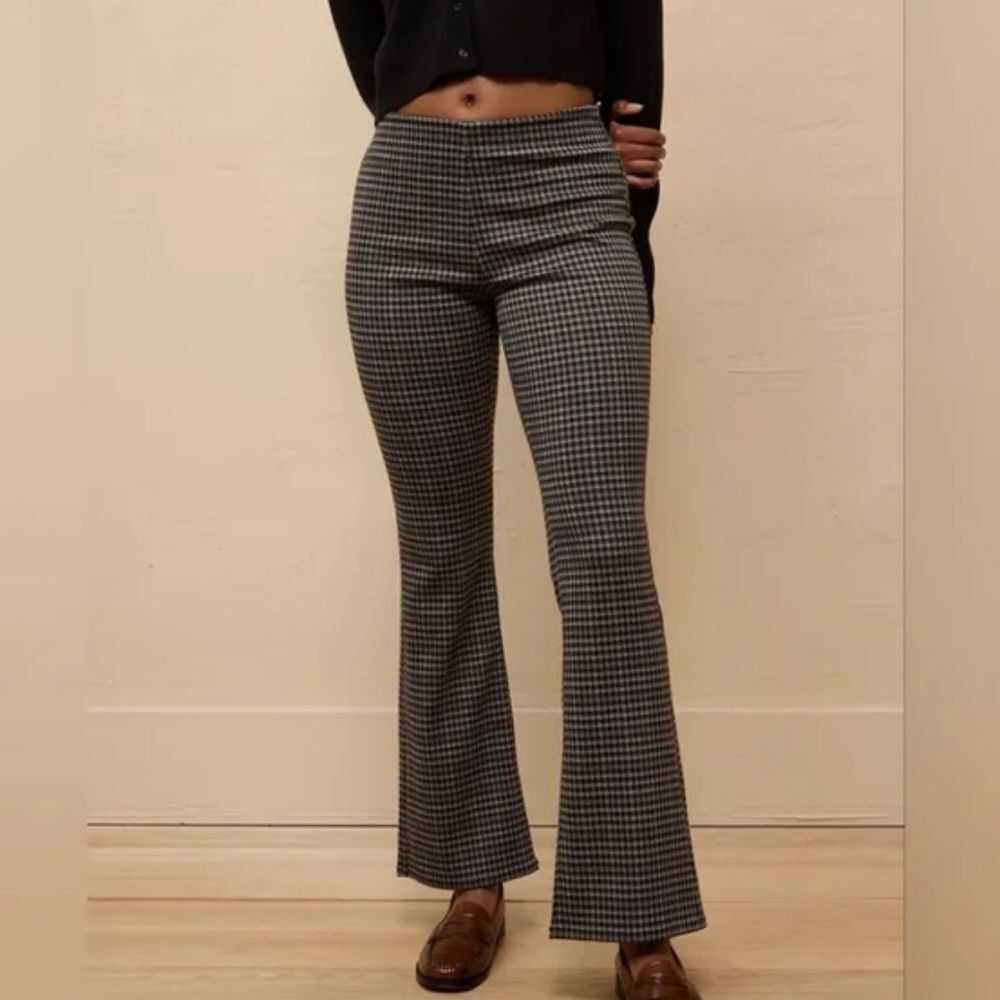 American Eagle AE Knit Pull On High Waisted Kick Boot Pants NEW Houndstooth L